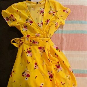 NWOT yellow wrap dress